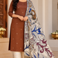 Rust Brown Cotton Silk Unstitched Salwar Suit with Kalamkari Dupatta