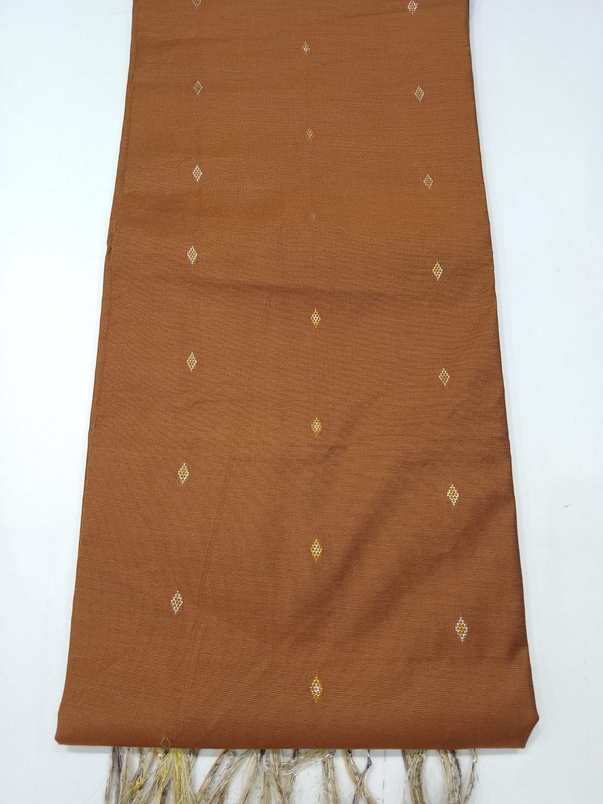 Rust Brown Cotton Silk Unstitched Salwar Suit with Kalamkari Dupatta