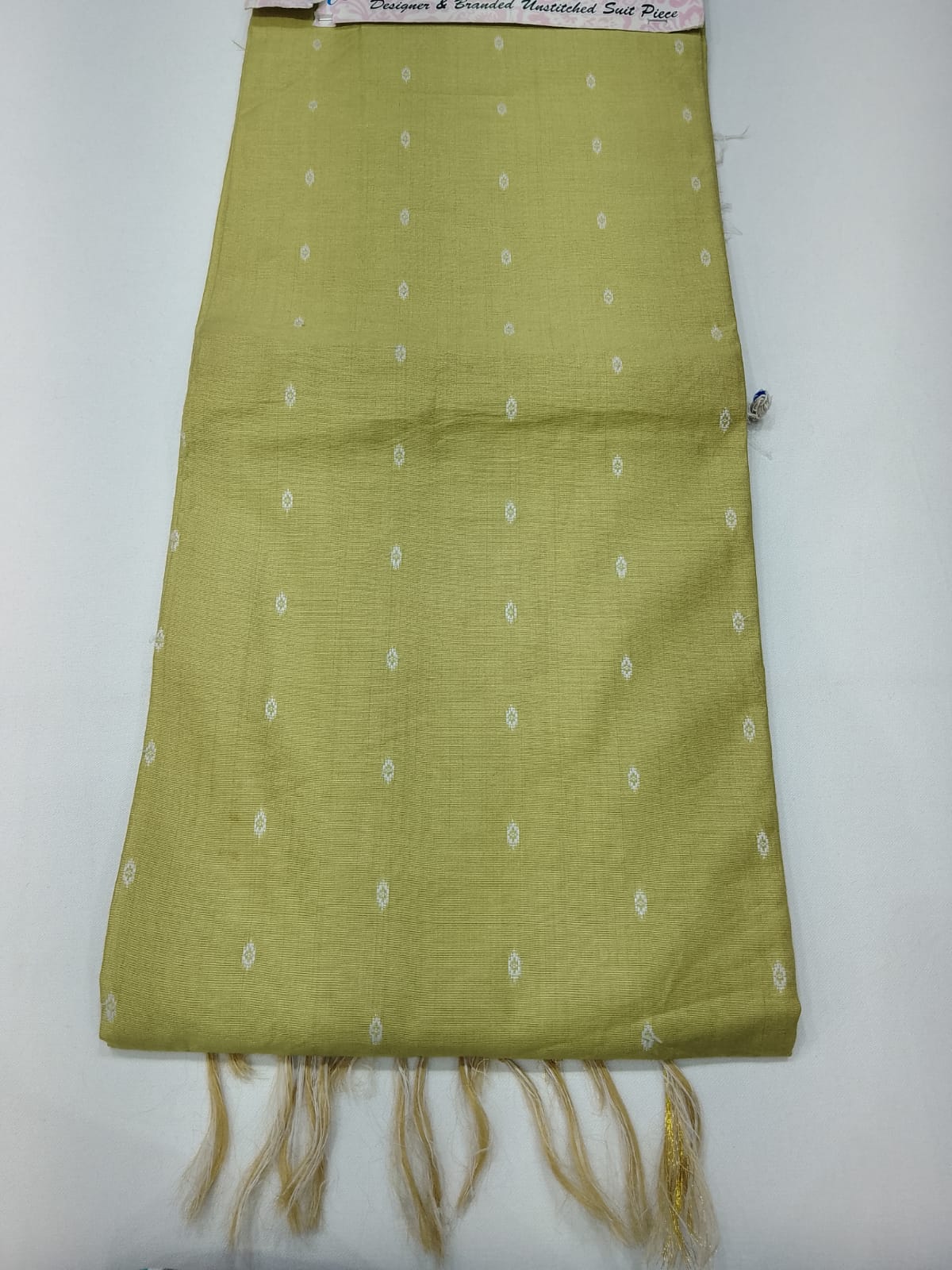 Olive Green Cotton Silk Unstitched Salwar Suit with Ivory Dupatta