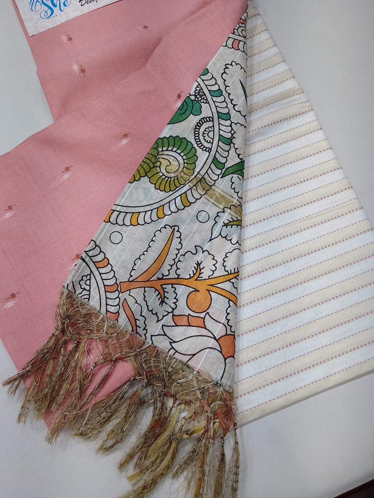 Dusty Rose Pink Cotton Silk Unstitched Salwar Suit with Kalamkari Dupatta
