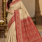 Champagne Beige Semi Silk Saree with Intricate Maroon Paisley Zari Border