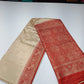 Champagne Beige Semi Silk Saree with Intricate Maroon Paisley Zari Border