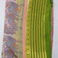 Blush Pink & Parrot Green Semi Mysore Silk Digital Print Saree with Peacock Motif
