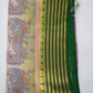 Blush Pink & Deep Bottle Green Semi Mysore Silk Digital Print Saree with Peacock Motifs
