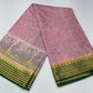 Blush Pink & Deep Bottle Green Semi Mysore Silk Digital Print Saree with Peacock Motifs