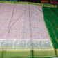 Blush Pink & Deep Bottle Green Semi Mysore Silk Digital Print Saree with Peacock Motifs