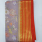 Lavender Grey & Orange Semi Mysore Silk Digital Print Saree with Floral Print