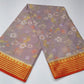 Lavender Grey & Orange Semi Mysore Silk Digital Print Saree with Floral Print