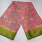 Blush Pink & Parrot Green Semi Mysore Silk Digital Print Saree