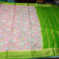 Blush Pink & Parrot Green Semi Mysore Silk Digital Print Saree