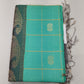 Pure Handloom Soft Silk Mint Turquoise Green & Silver Grey Saree with Gold Zari Checks