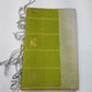 Pure Handloom Soft Silk Lime Green & Silver-Blue Saree with Gold Checks