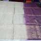 Pure Handloom Soft Silk Borderless Saree – Taupe Beige with Antique Gold & Wine Plum Pallu