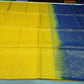 Pure Handloom Soft Silk Borderless Saree – Mustard Yellow with Royal Navy Blue Pallu
