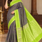 Pure Handloom Soft Silk Saree – Deep Plum Purple with Parrot Green Pallu