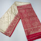 Ivory Cream & Rani Red Semi Silk Saree with Antique Gold Zari Paisley Border