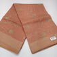 Dusty Peach Mercerized Cotton Saree with Antique Gold Floral Vine Work