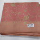 Dusty Rose Pink Mercerized Cotton Saree with Antique Gold Floral Embroidery