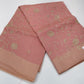Dusty Rose Pink Mercerized Cotton Saree with Antique Gold Floral Embroidery