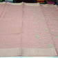 Dusty Rose Pink Mercerized Cotton Saree with Antique Gold Floral Embroidery