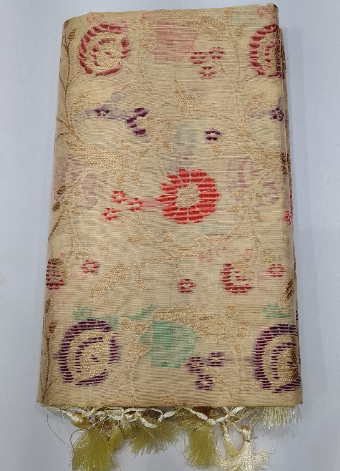 Cotton Silk Multicolour Floral Zari Saree