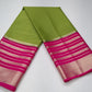 Mysore Semi Silk Lime Green & Rani Pink Zari Saree