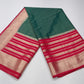 Mysore Semi Silk Bottle Green & Rani Pink Saree with Rich Zari Border