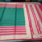 Mysore Semi Silk Bottle Green & Rani Pink Saree with Rich Zari Border
