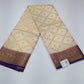 Semi Silk Saree - Ivory Cream & Deep Purple Antique Gold Zari Semi Silk Saree