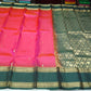 Pure Handloom Soft Silk Dual Shade Silk Saree – Rani Pink & Bottle Green with Antique Gold Zari
