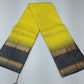 Pure Handloom Soft Silk Saree – Lime Yellow & Slate Grey with Antique Gold Zari