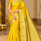 Pure Handloom Kanjivaram Dual Shade Silk Saree – Haldi Yellow & Golden Mustard with Antique Gold Zari