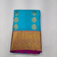 Pure Handloom Kanjivaram Silk Saree – Turquoise Blue & Magenta Purple with Antique Gold Zari