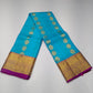 Pure Handloom Kanjivaram Silk Saree – Turquoise Blue & Magenta Purple with Antique Gold Zari