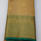 Pure Handloom Kanjivaram Silk Saree – Champagne Gold & Turquoise Teal with Antique Gold Zari