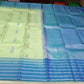 Pure Handloom Kanjivaram Silk Saree – Pistachio Green & Royal Blue with Silver Zari