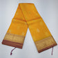 Pure Handloom Kanjivaram Silk Saree in Mustard Golden Yellow with Muted Onion Pink Border