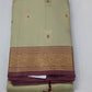 Pure Handloom Kanjivaram Silk Saree in Muted Sage Green with Onion Plum Zari Border