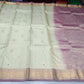 Pure Handloom Kanjivaram Silk Saree in Muted Sage Green with Onion Plum Zari Border