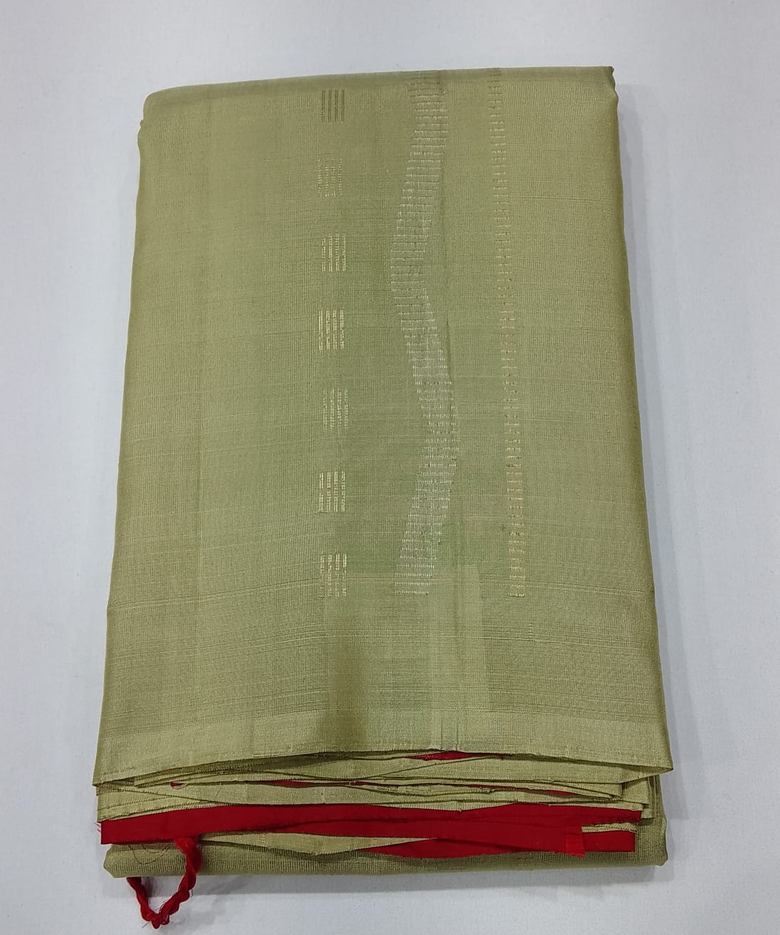 Pure Handloom Soft Silk Borderless Saree in Sage Green with Rich Rani Pink Designer Pallu