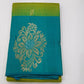 Pure Handloom Soft Silk Saree in Lime Green with Bright Teal Blue Zari Pallu