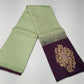 Pure Handloom Soft Silk Saree in Pistachio Green with Deep Wine Purple Floral Pallu