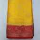 Bright Golden Yellow & Maroon Red Semi Soft Silk Saree with Gold Zari Buttas and Rich Brocade Pallu