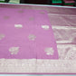Lavender Mauve Banarasi Soft Georgette Saree with Zari Floral Buttas and Rich Brocade Pallu