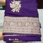 Royal Violet Purple Banarasi Soft Georgette Saree with Antique Gold Zari Floral Buttas
