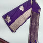 Royal Violet Purple Banarasi Soft Georgette Saree with Antique Gold Zari Floral Buttas