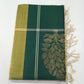 Pure Handloom Soft Silk Borderless Saree in Bottle Green & Antique Gold