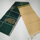Pure Handloom Soft Silk Borderless Saree in Bottle Green & Antique Gold