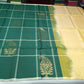 Pure Handloom Soft Silk Borderless Saree in Bottle Green & Antique Gold