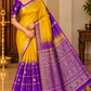 Pure Handloom Soft Silk Saree in Mustard Yellow & Royal Purple with Gold Zari Pallu